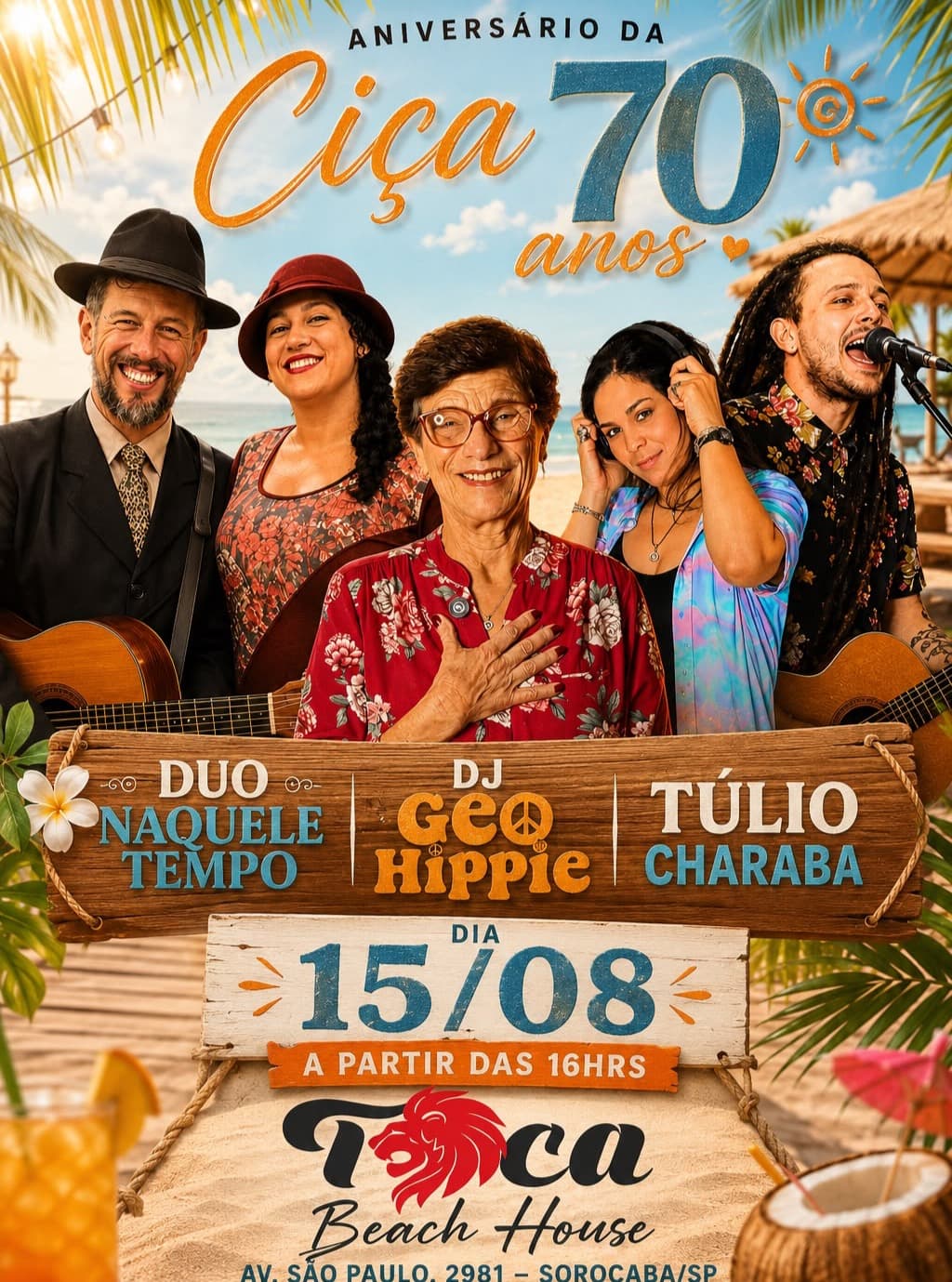 Flyer de Duo Naquele Tempo, DJ Geo Hippie e Túlio Charaba