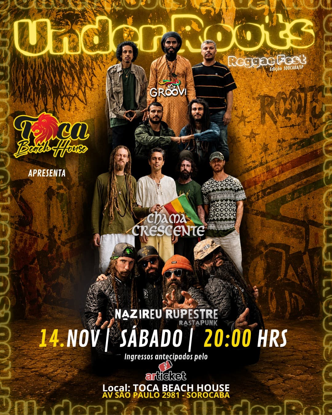 Flyer de Chama Crescente, Groovi e Nazireu Rupestre