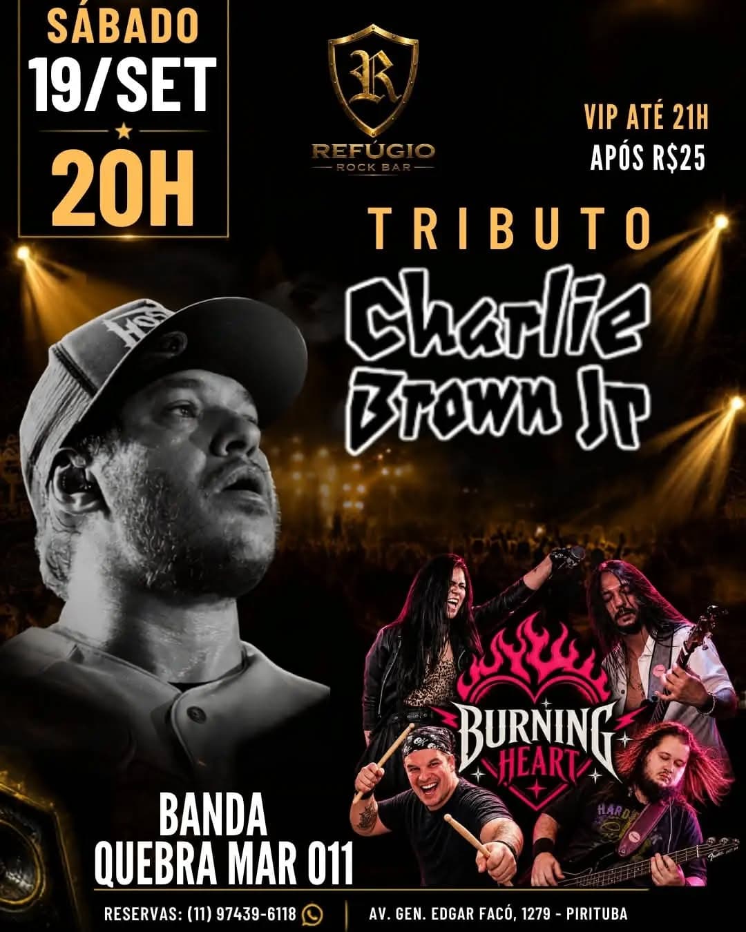 Flyer de Banda Quebra Mar 011 e Burning Heart