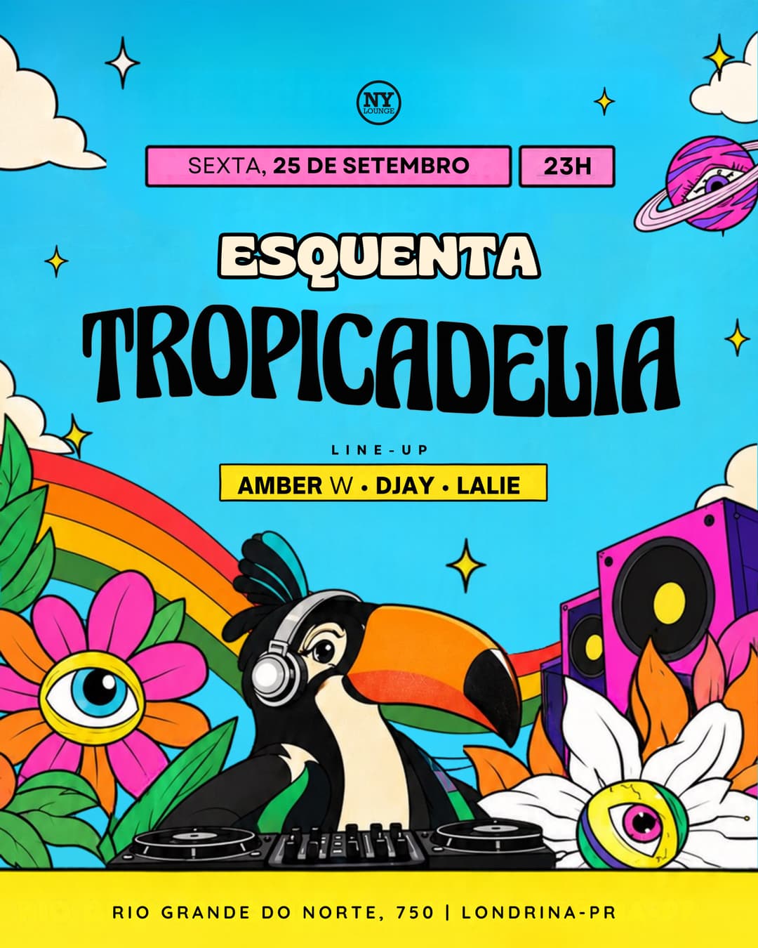 Flyer de Amber W, DJAY e Lalie