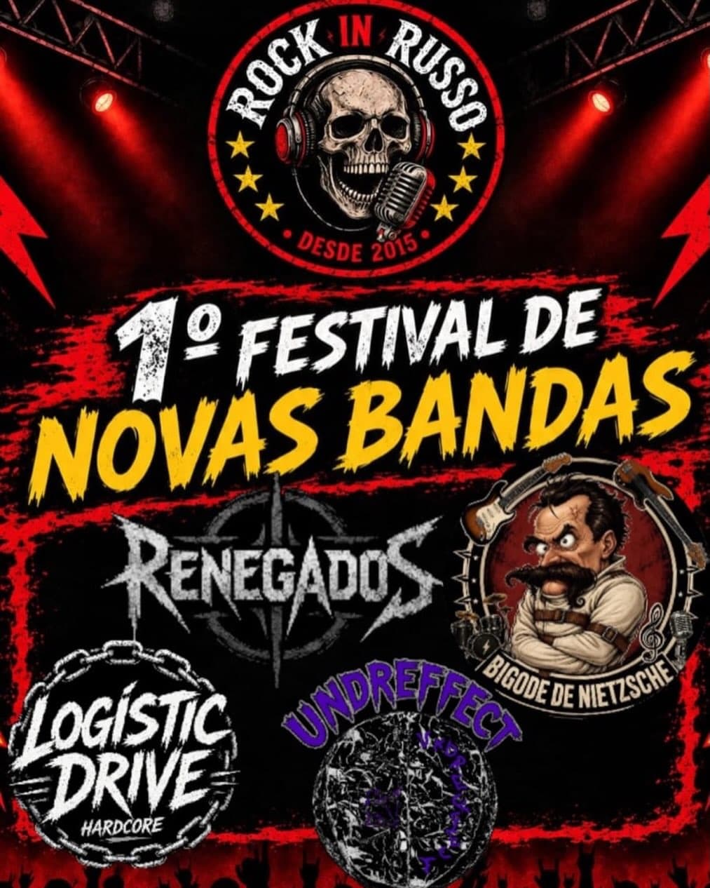 Flyer de Logistic Drive, Renegados, Undreffect e bigodenietzsche