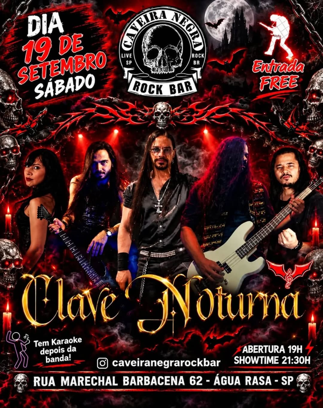 Flyer de Clave Noturna, Driros Azul e mais 3 artistas