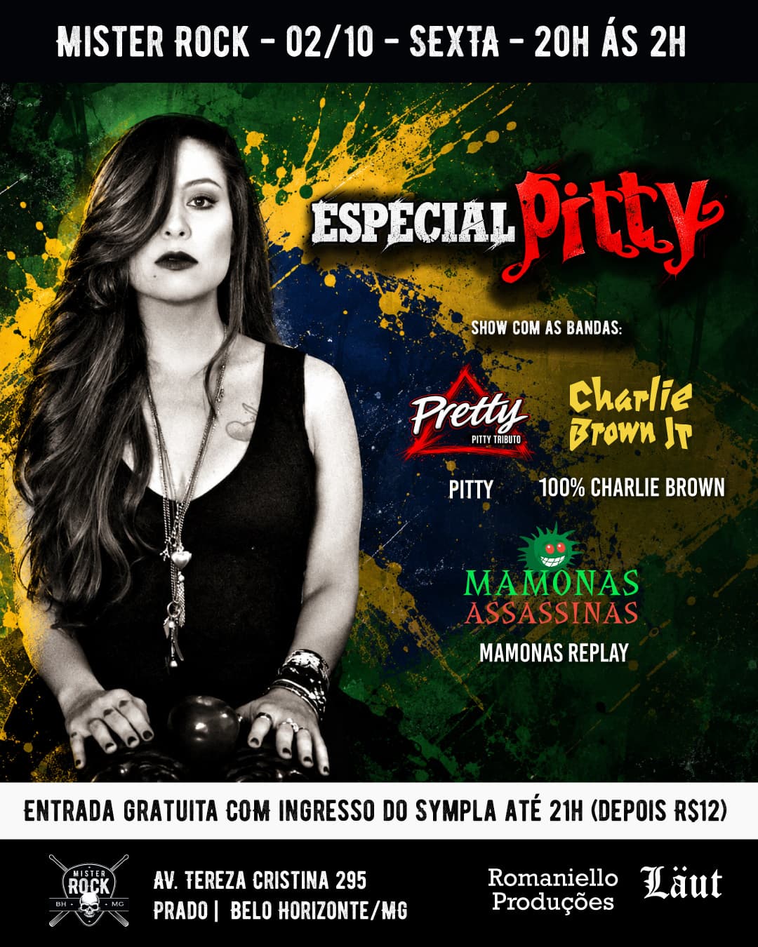 Flyer de 100% Charlie Brown, Mamonas Replay e mais 1 artista