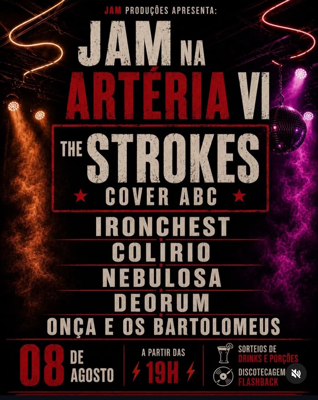 Flyer de Cover ABC, Ironchest, Nebulosa Banda, Deorum e Colírio