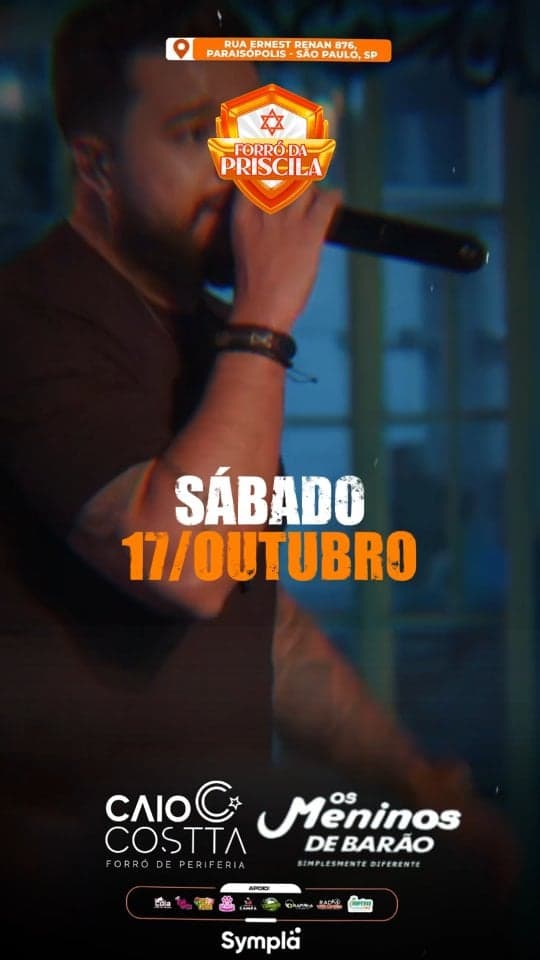 Flyer de Os Meninos de Barão, Caio Costta e mais 2 artistas