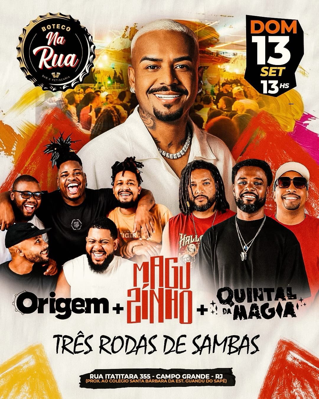 Flyer de Grupo Origem, 3 Rodas de Samba e mais 2 artistas