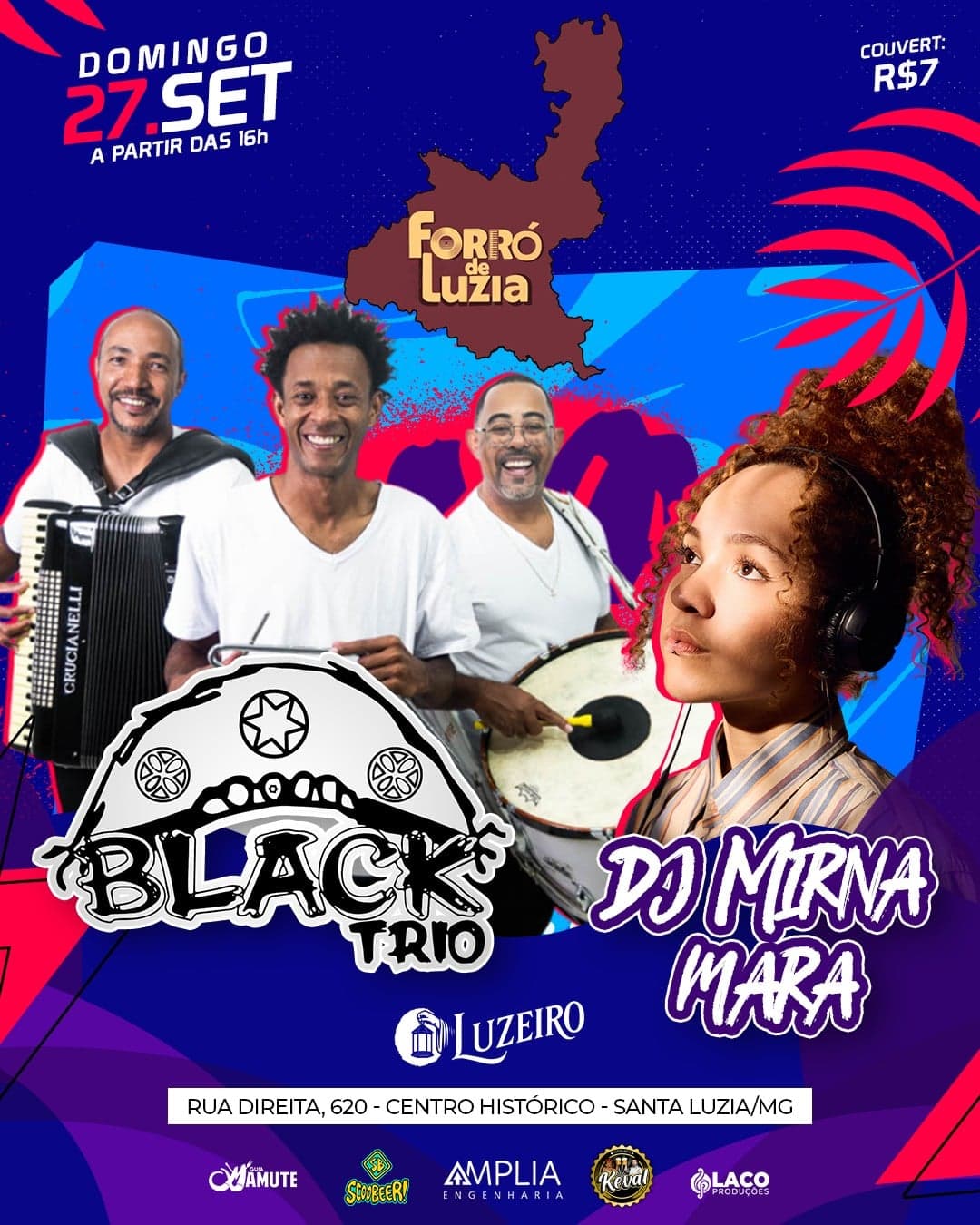 Flyer de Blacktrio e DJ Mirna Mara