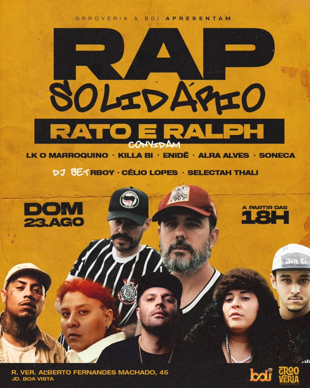 Flyer de Enidê MC, Barba Negra aka o Terrível Ladrão de Loops, Lk o Marroquino, Killa Bi, Soneca, Ruera e rato_mc