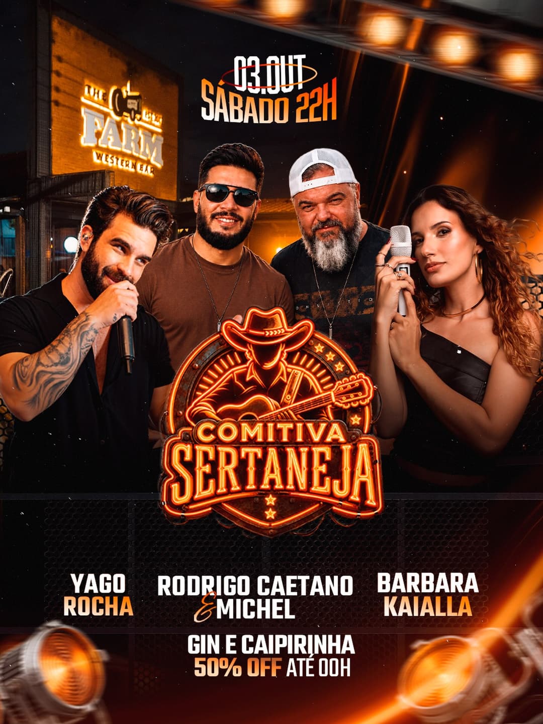 Flyer de Rodrigo Caetano & Michel, Bárbara Kaialla e Yago Rocha