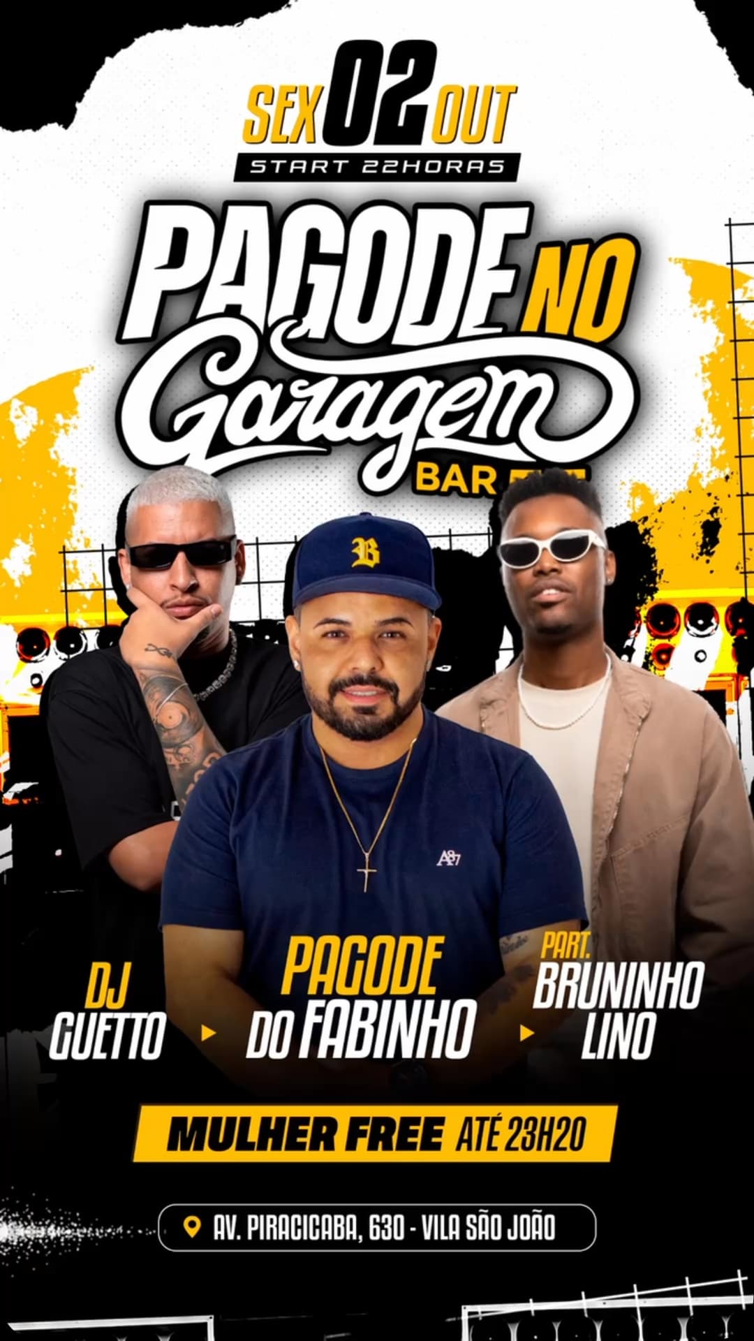 Flyer de Bruninho Lino, Pagode do Fabinho e DJ Guetto