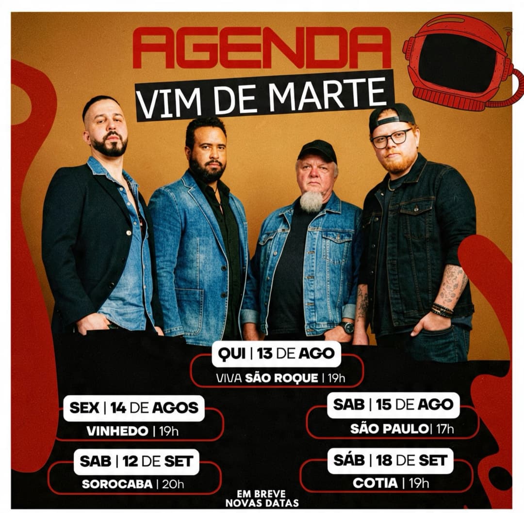 Flyer de Vim de Marte e Vim de Marte Oficial Rock Banda Oficial do VIM DE MARTÉ