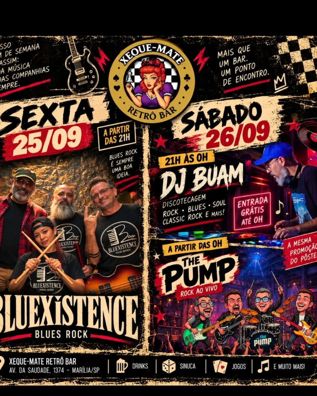 Flyer de DJ BUAM e THE PUMP