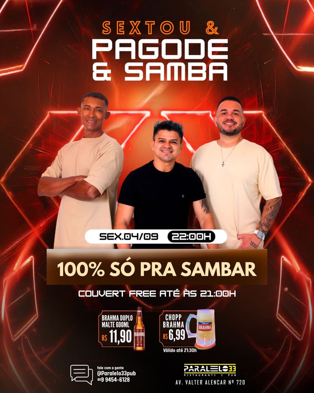 Flyer de 100% SÓ PRA SAMBAR