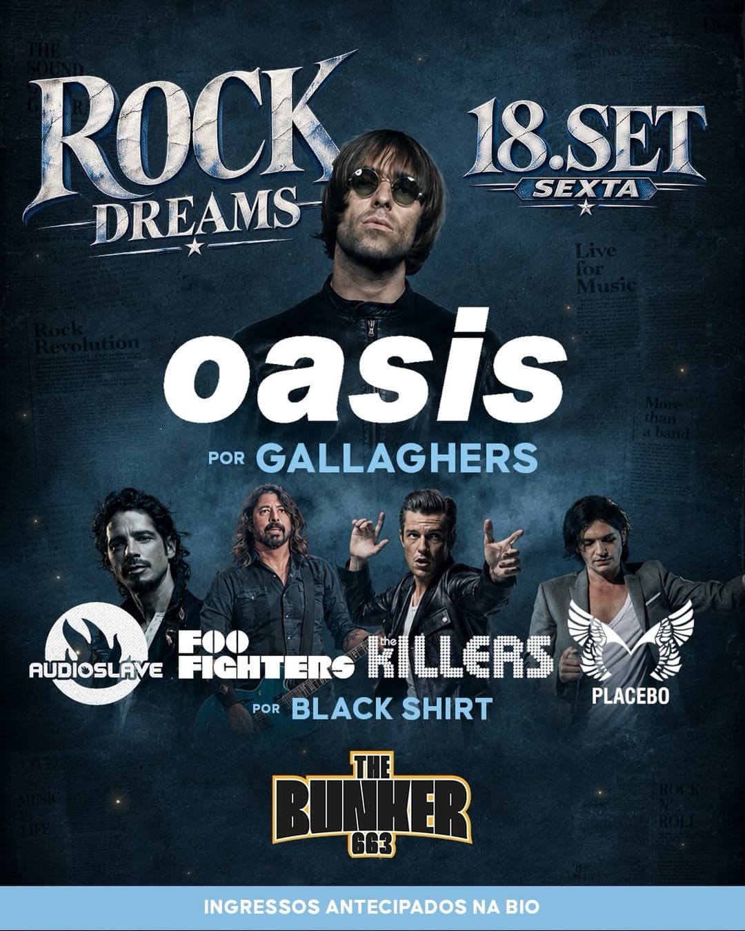 Flyer de Black Shirt e Gallaghers