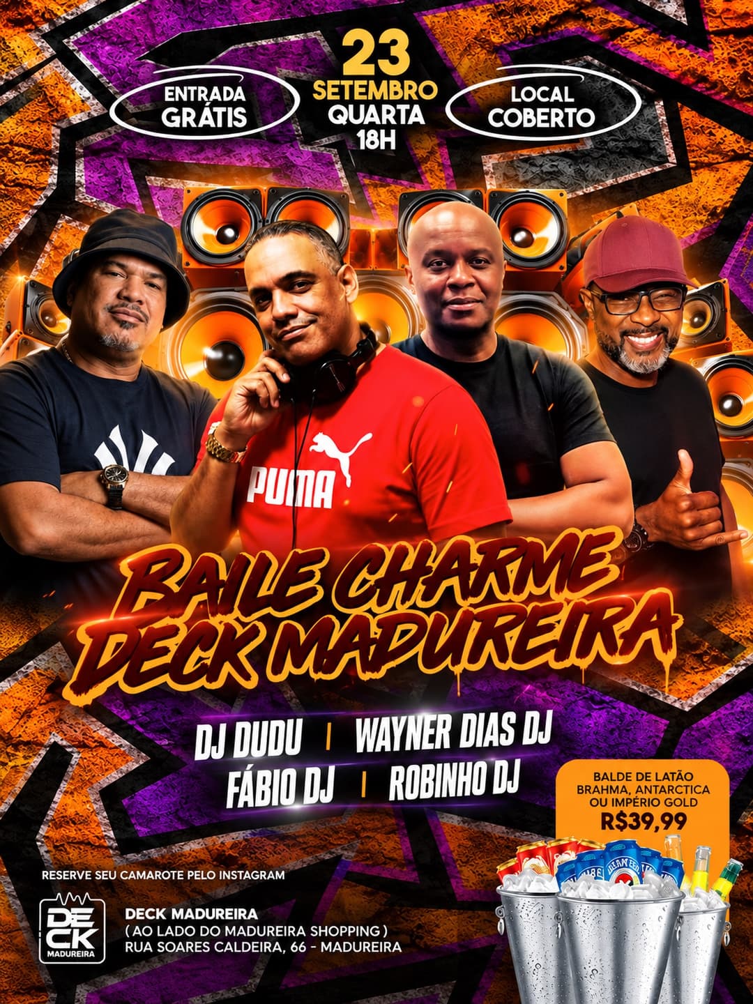 Flyer de Eduardo Lorenzen, Wayner Dias DJ, Fábio DJ e Robinho DJ