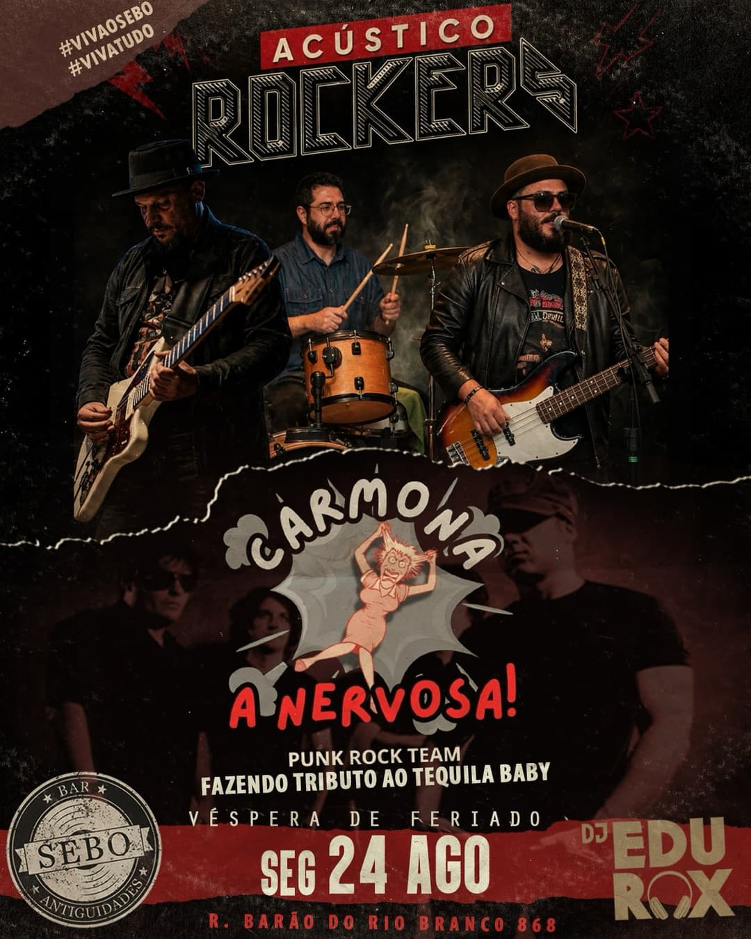 Flyer de Carmona A Nervosa e Acústico Rockers