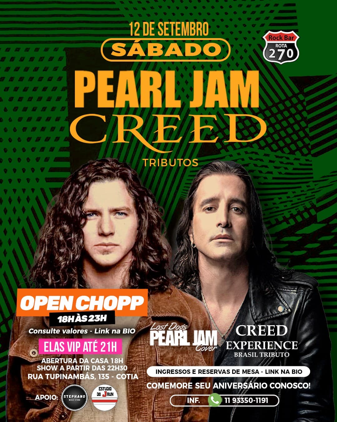 Flyer de Pearl Jam Cover e Creed Tributo