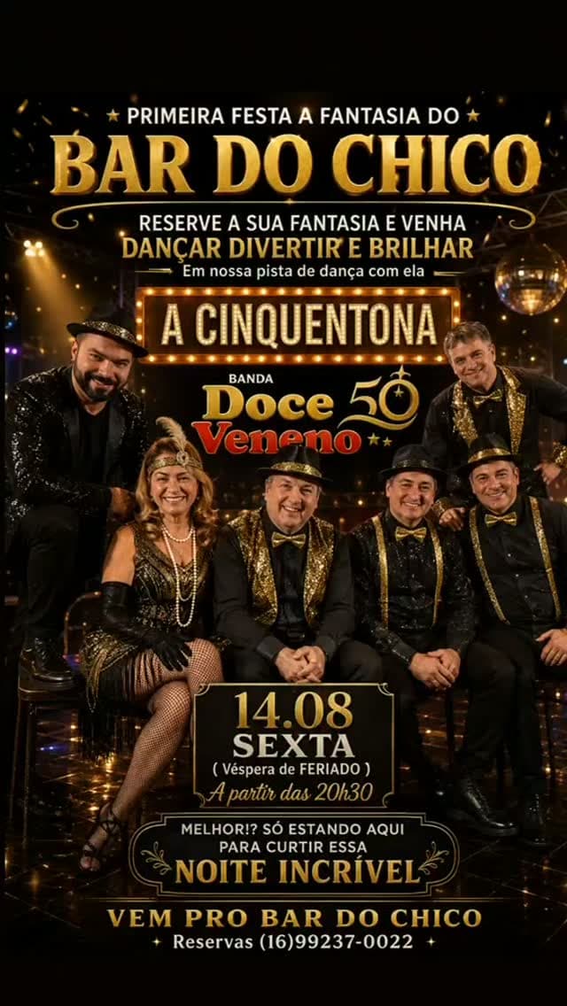 Flyer de Banda Doce Veneno, A CINQUENTONA e Doce Veneno