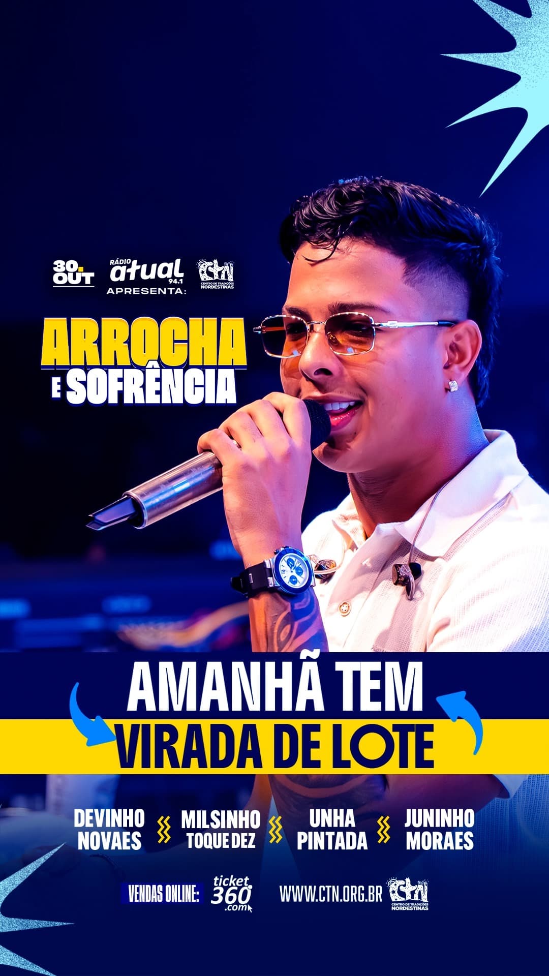 Flyer de Devinho Novaes, Milsinho Toque Dez e mais 2 artistas