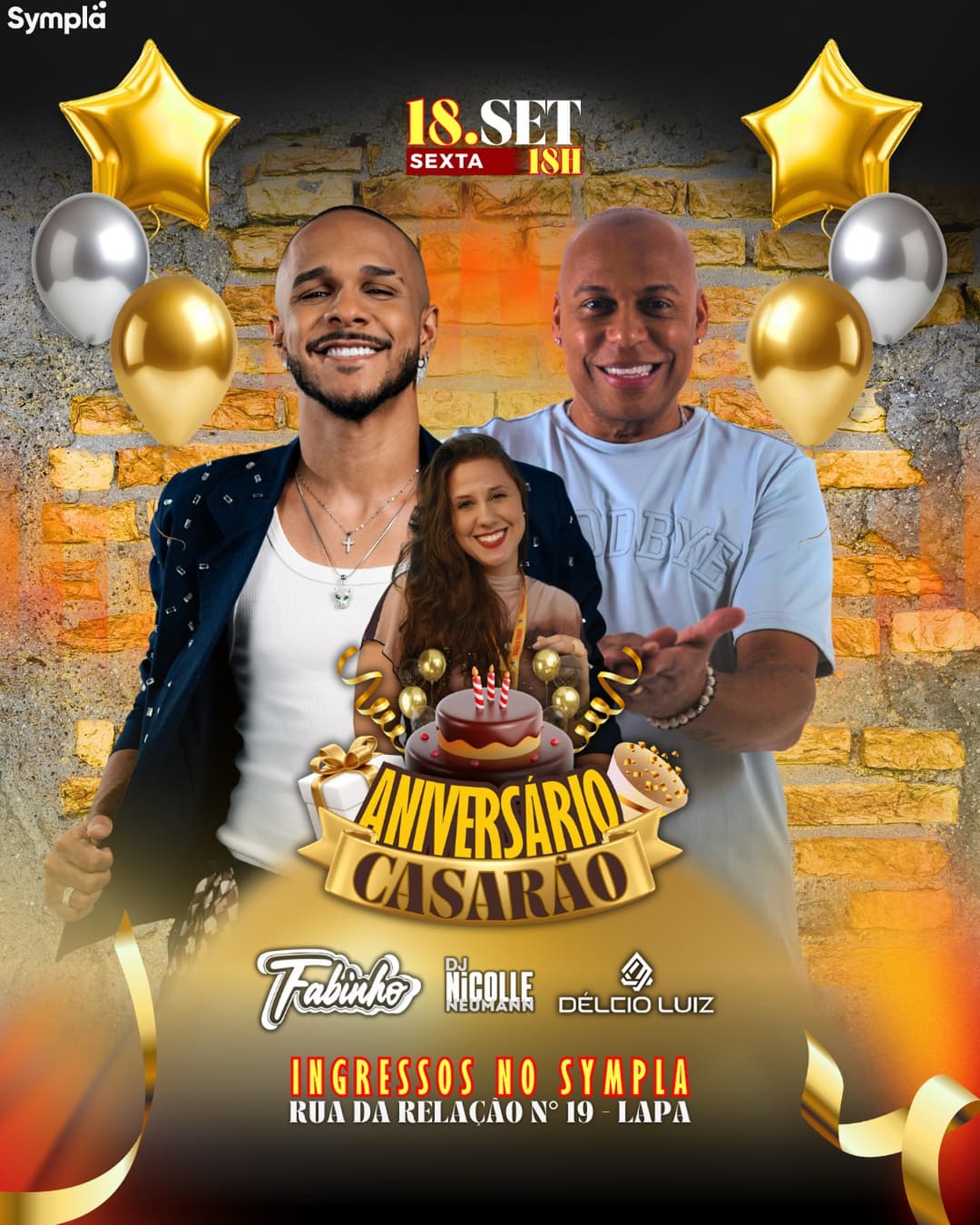 Flyer de Fabinho, delcioluiz e DJ Nicolle Neumann