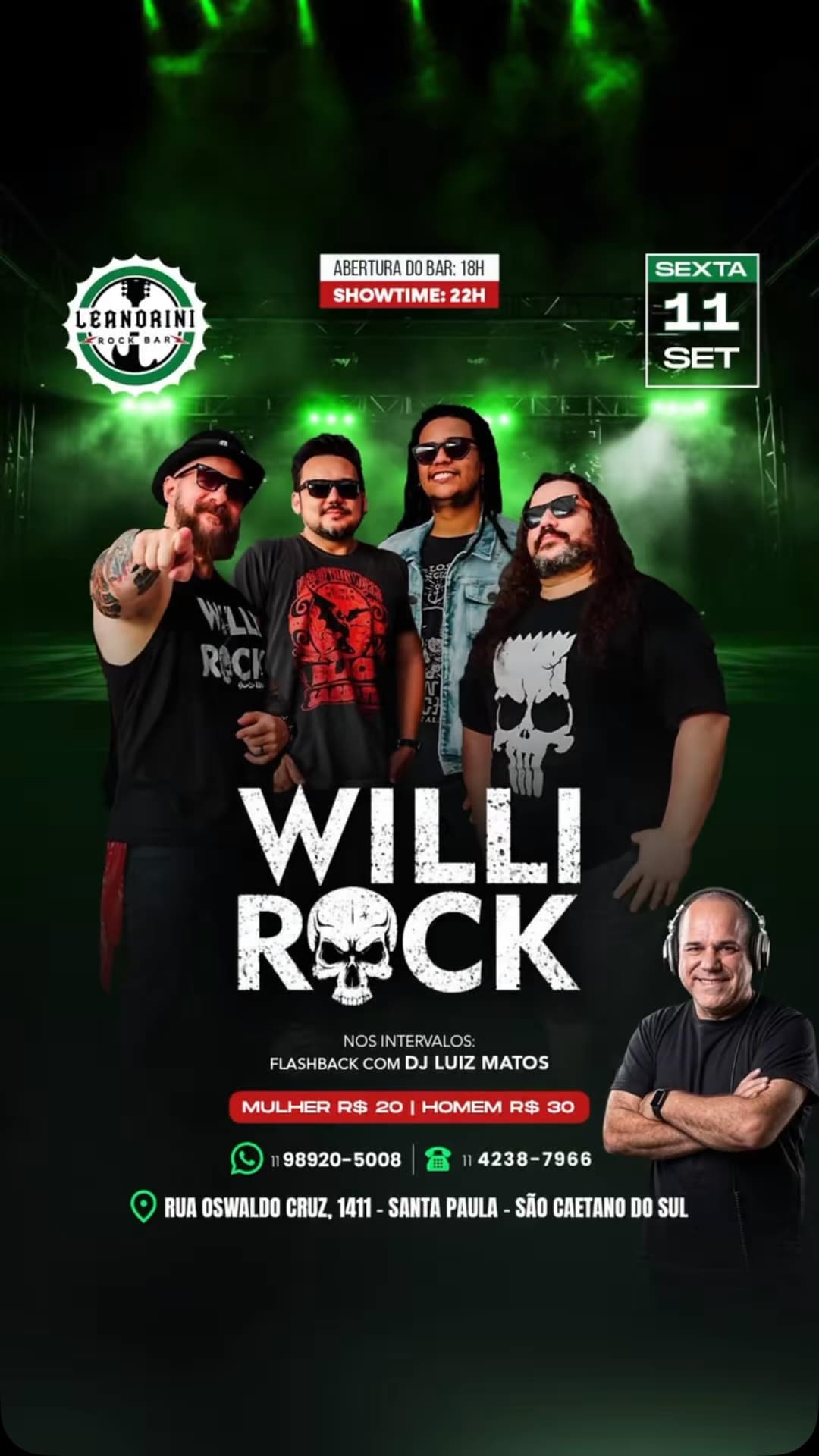 Flyer de Banda Willi Rock e DJ LUIZ MATOS
