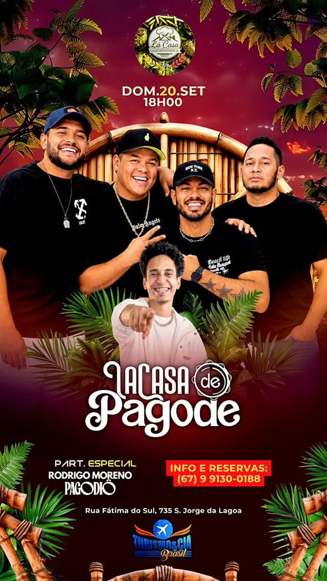 Flyer de Lá Casa de Pagode e Rodrigo Moreno
