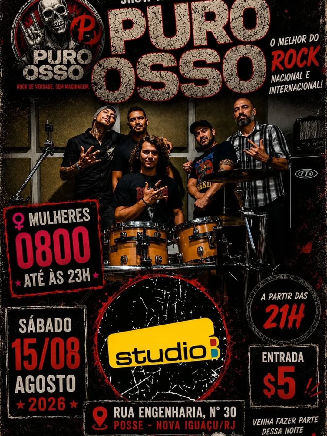 Flyer de Banda Puro Osso e Puro Osso
