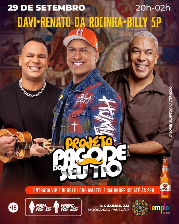 Flyer de Davi, renatodarocinha e Billy SP
