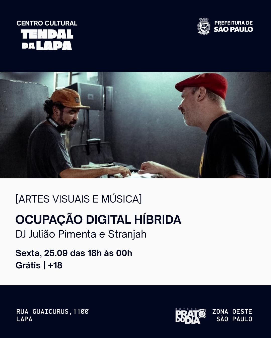 Flyer de Guz, Lucas Bitar, ZPDRZ, Fabu, Padre e mais 3 artistas