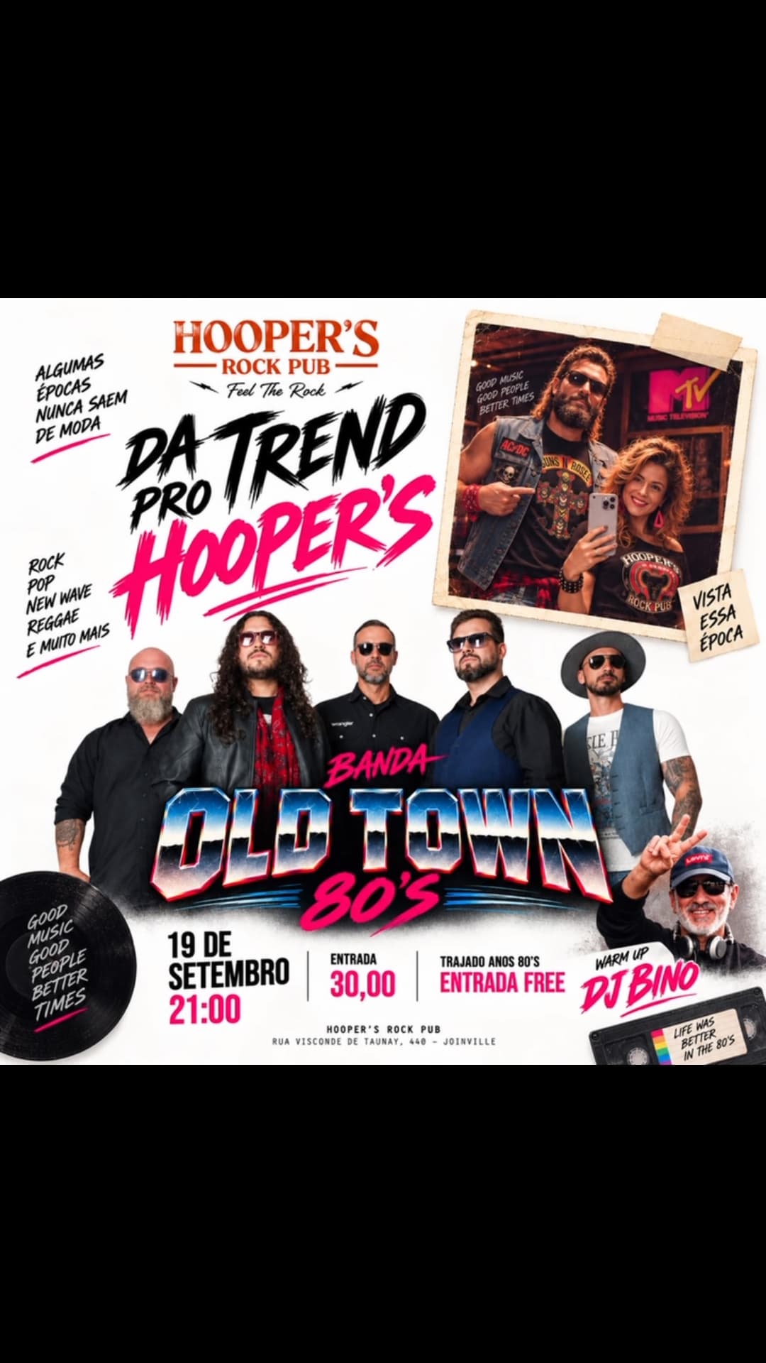 Flyer de Old Town 80’s e DJ Bino