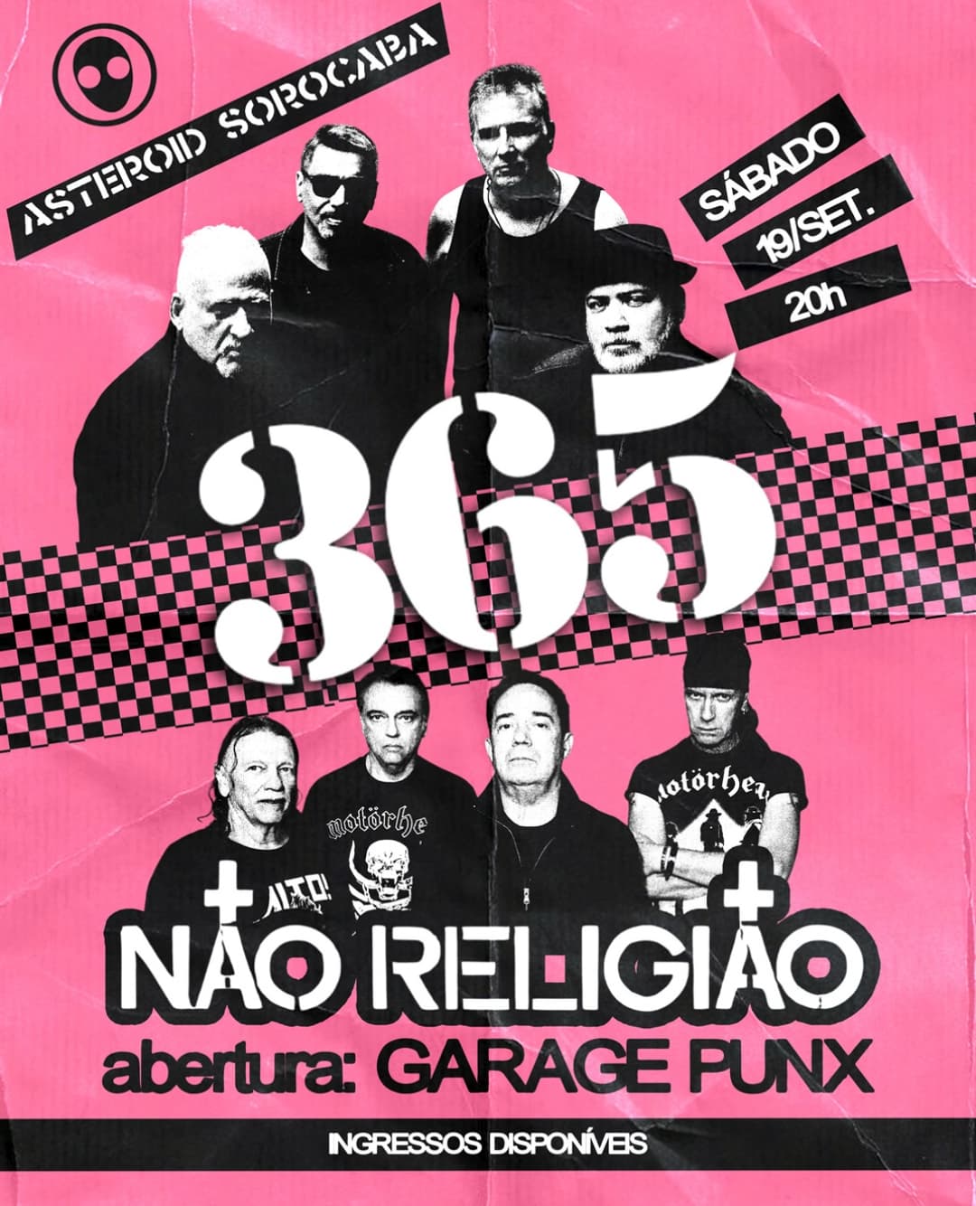 Flyer de Não Religião, 365 e Garage Punx