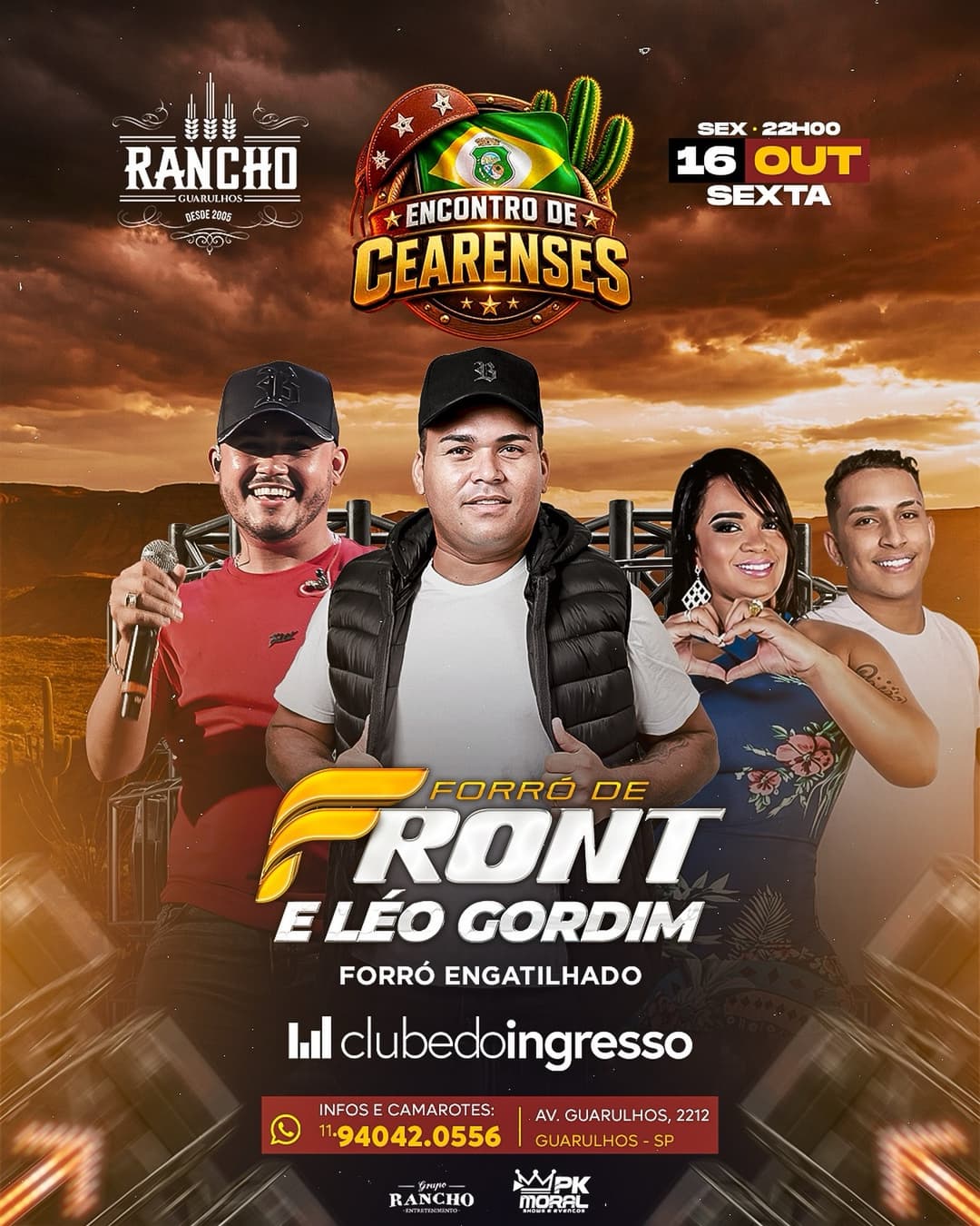 Flyer de Forró de Front e Banda Forró Engatilhado