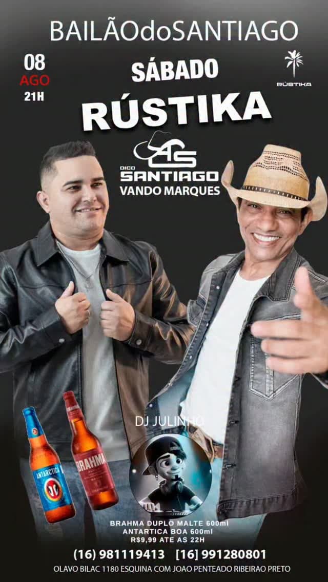 Flyer de Dico Santiago, Vando Marques e DJ Julinho
