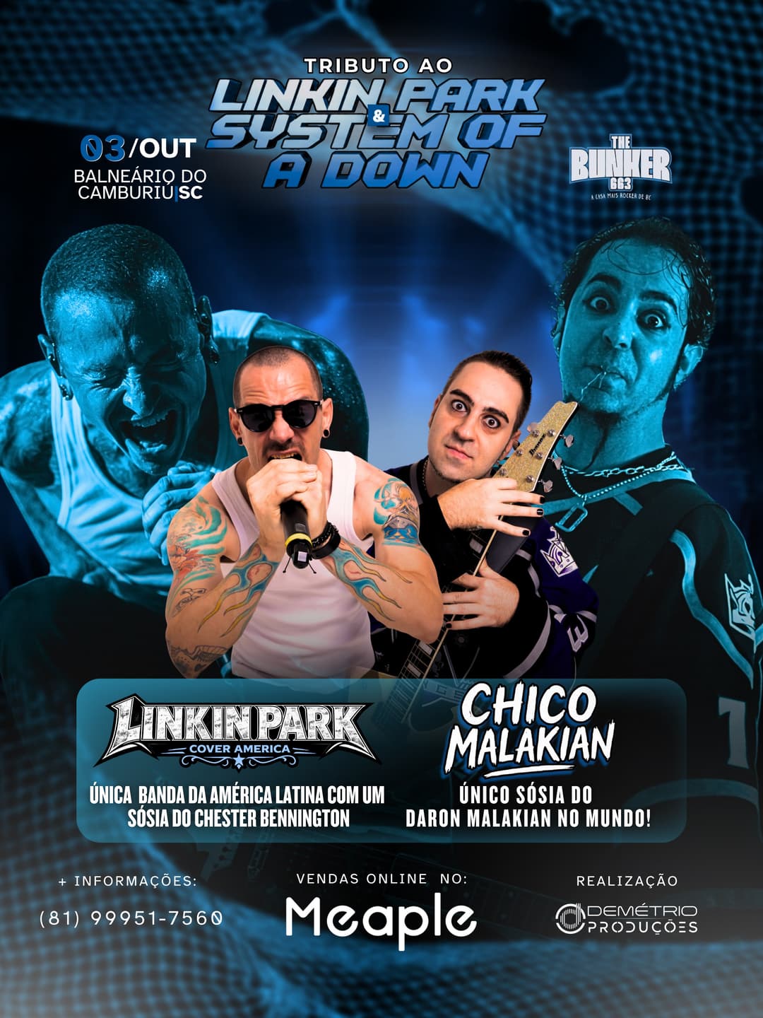 Flyer de Linkin Park Cover América e Chico Malakian
