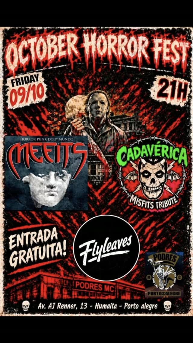 Flyer de Mefits - Horror Punk, Ceeits, Cadavérica e Podres MC