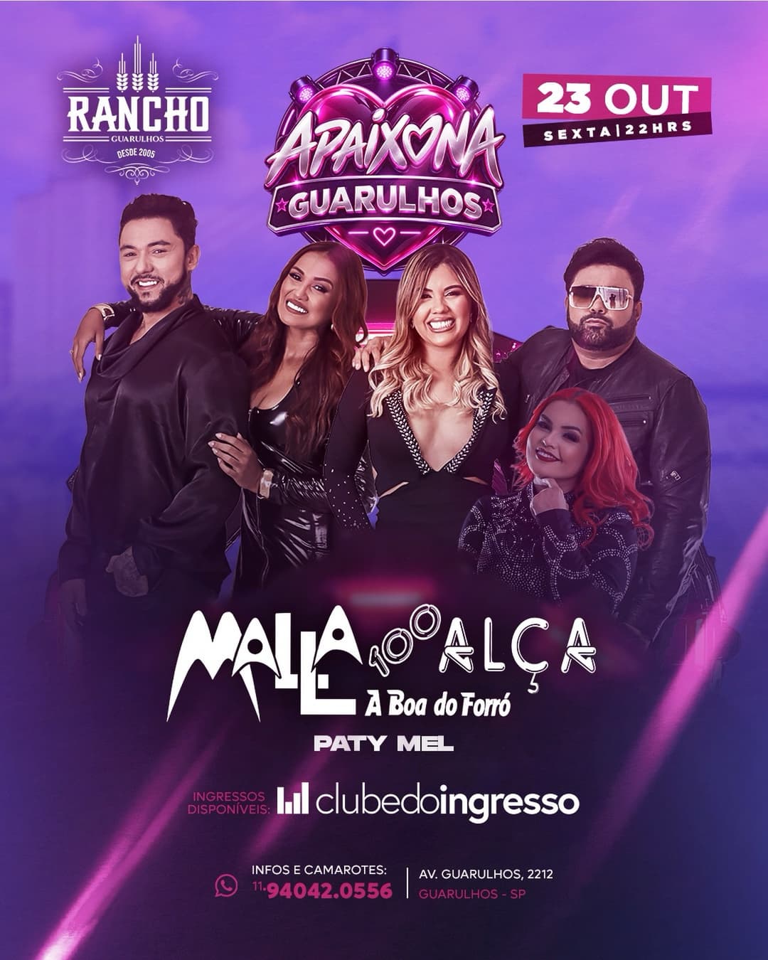 Flyer de Paty Mel e Malla 100 Alça