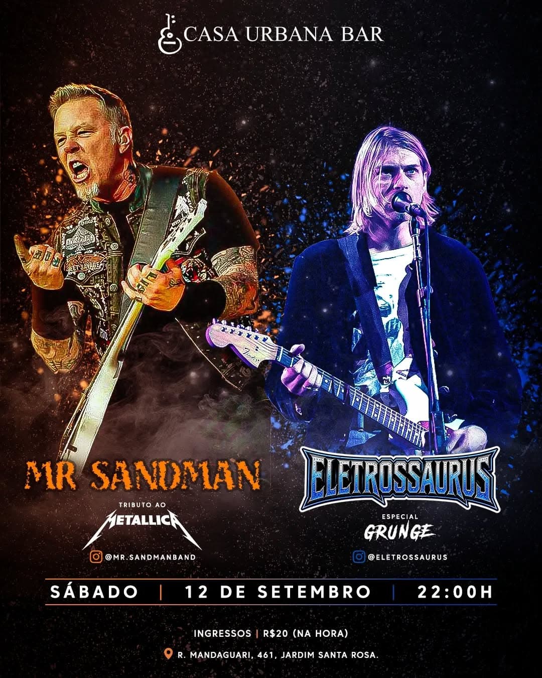 Flyer de Mr. Sandman e Eletrossaurus