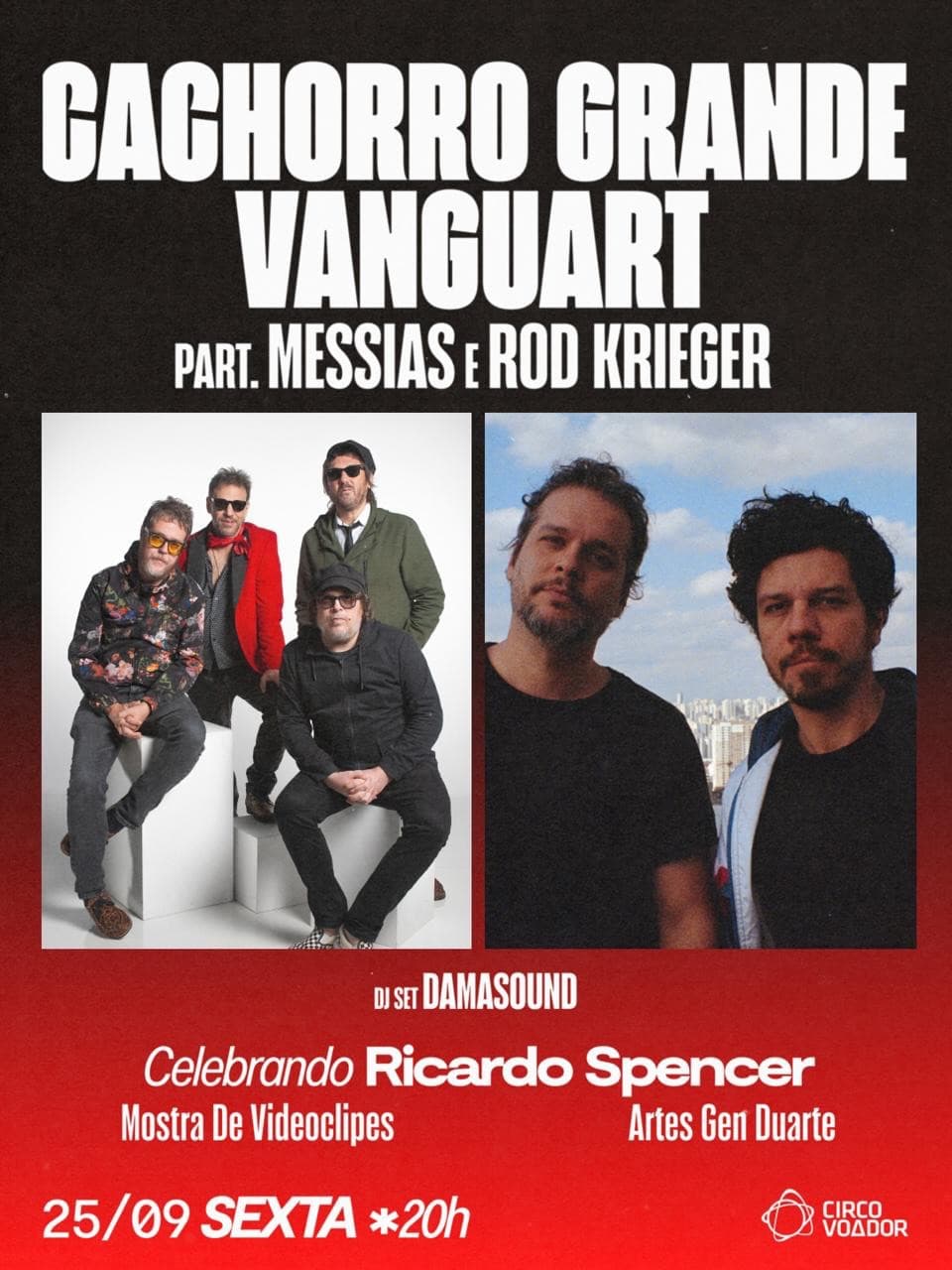 Flyer de Rod Krieger, Vanguarto e Cachorro Grande