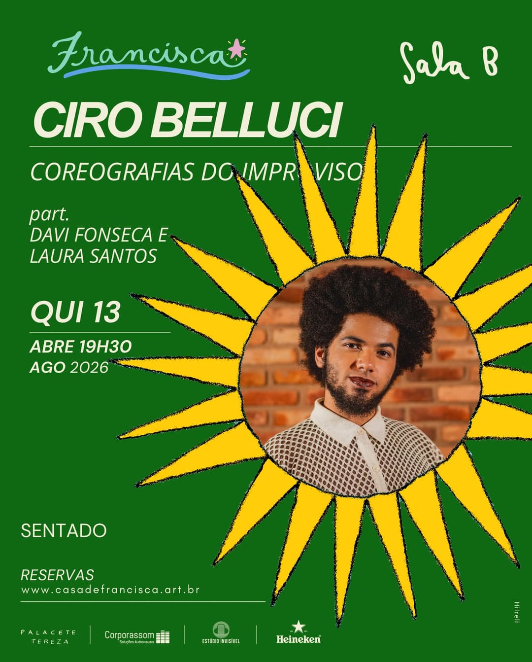 Flyer de Ciro Belluci, Davi Fonseca e Coreografias do Improviso