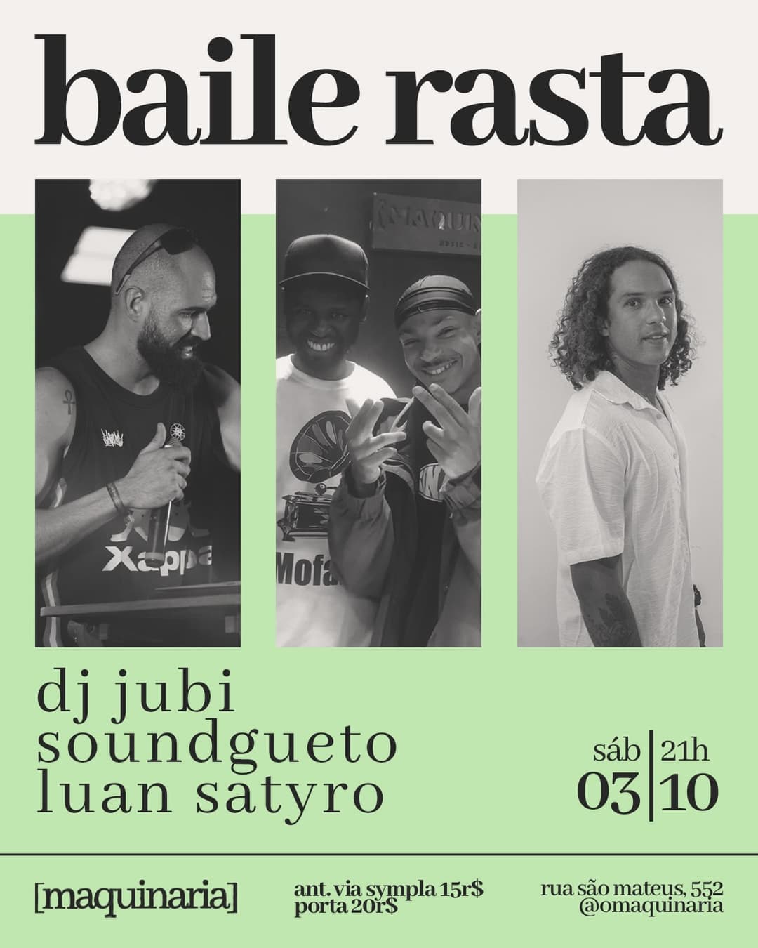 Flyer de Reggae Sagrado, Luan Satyro e Sound Gueto