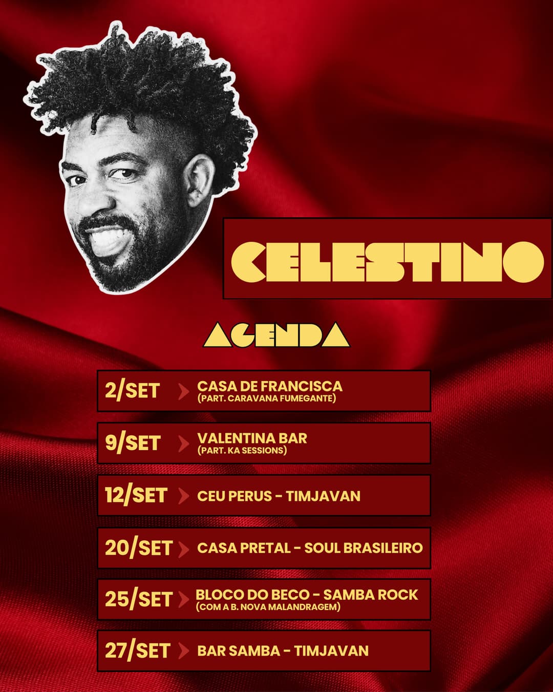 Flyer de Luiz Celestino e SOUL BRASILEIRO