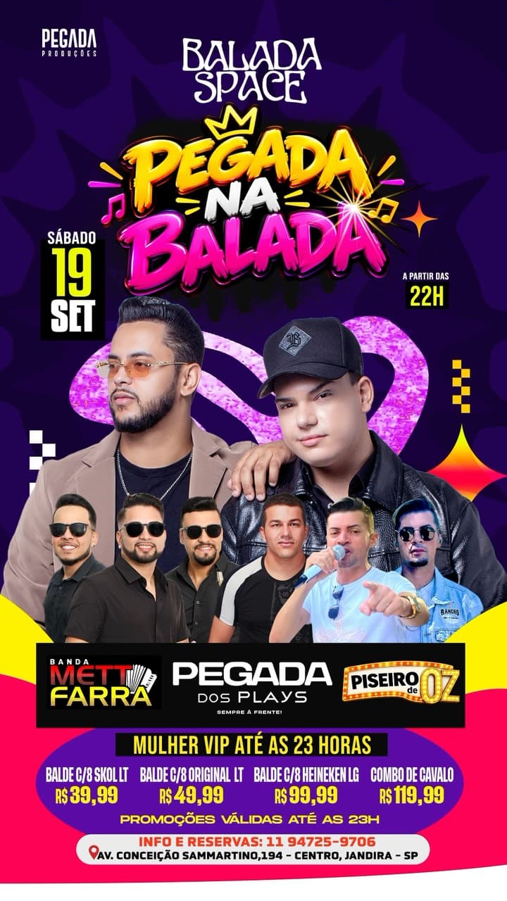 Flyer de Pegada dos Plays, Piseiro de Oz e Ivanilson Marques