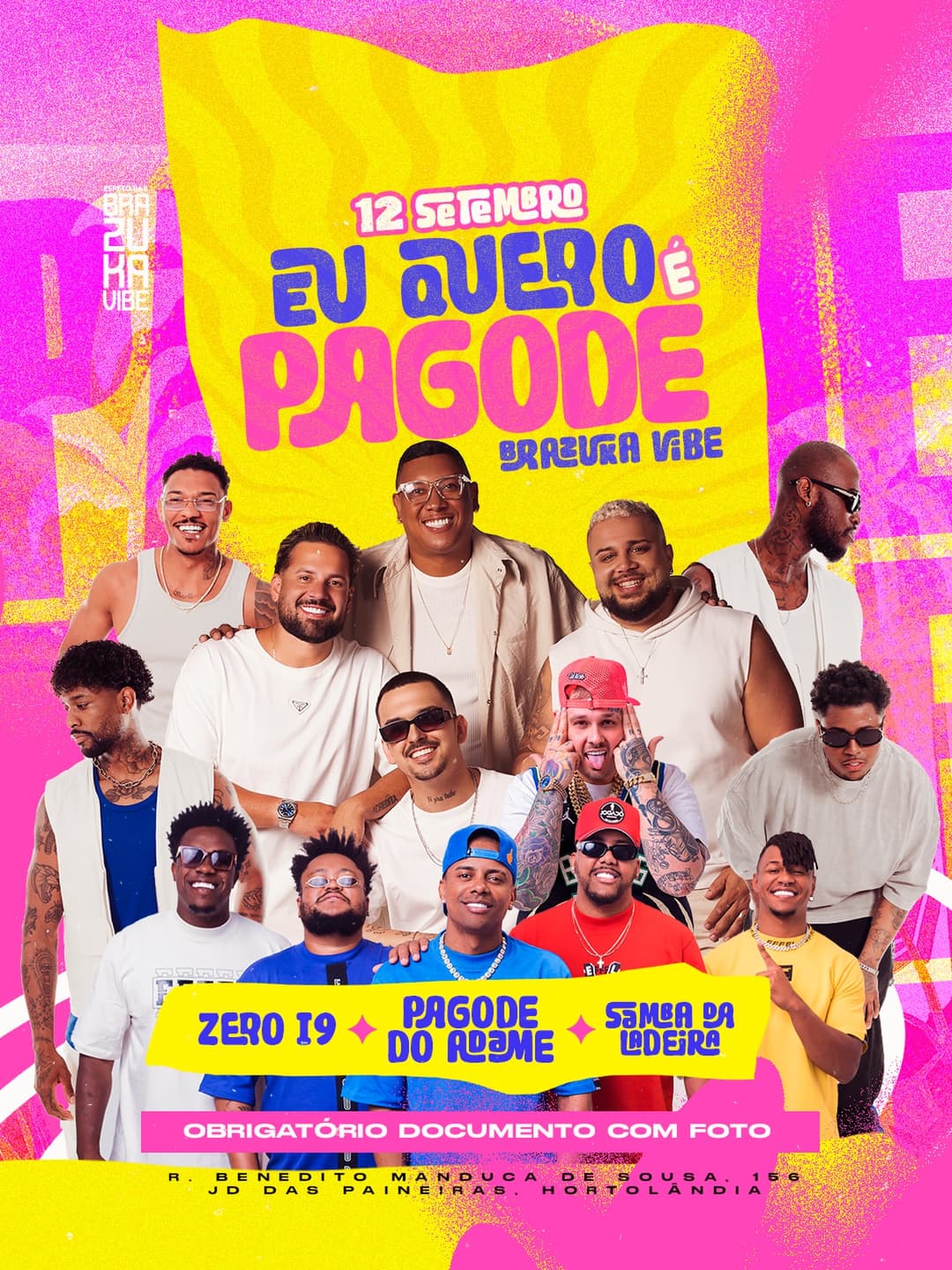 Flyer de Samba da Ladeira, Pagode do Adame e Zero 19