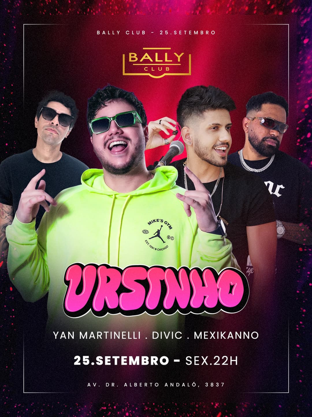 Flyer de Ursinho, Yan Martinelli, Divic e Mexikanno