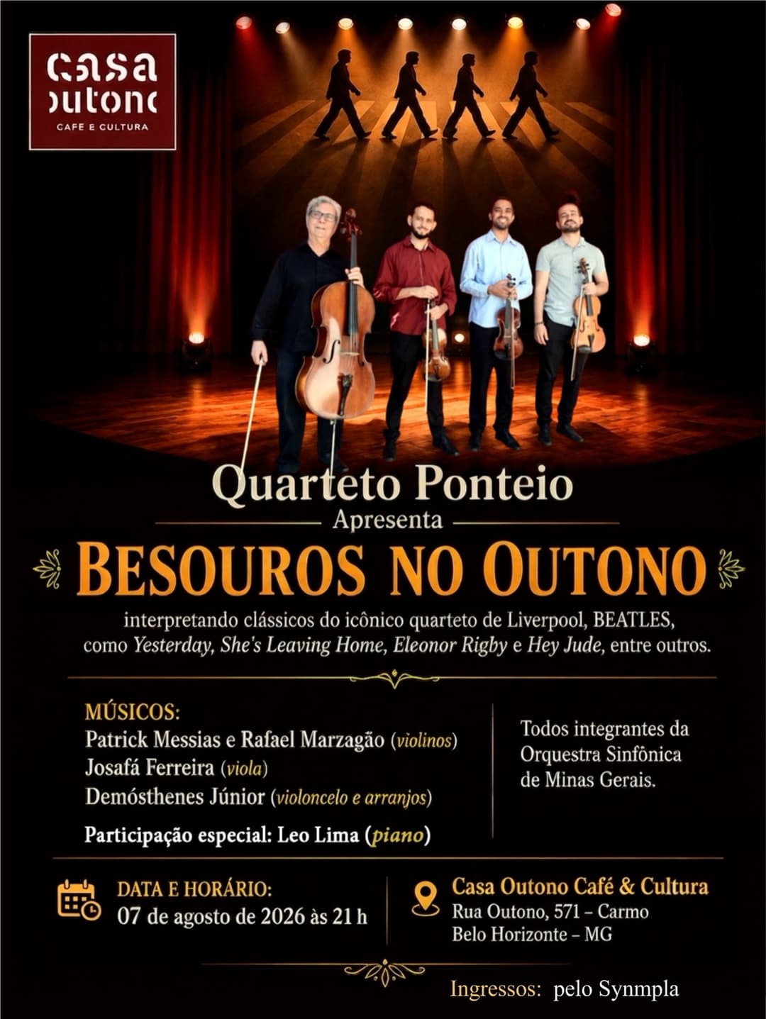 Flyer de Quarteto Ponteio e Leo Lima