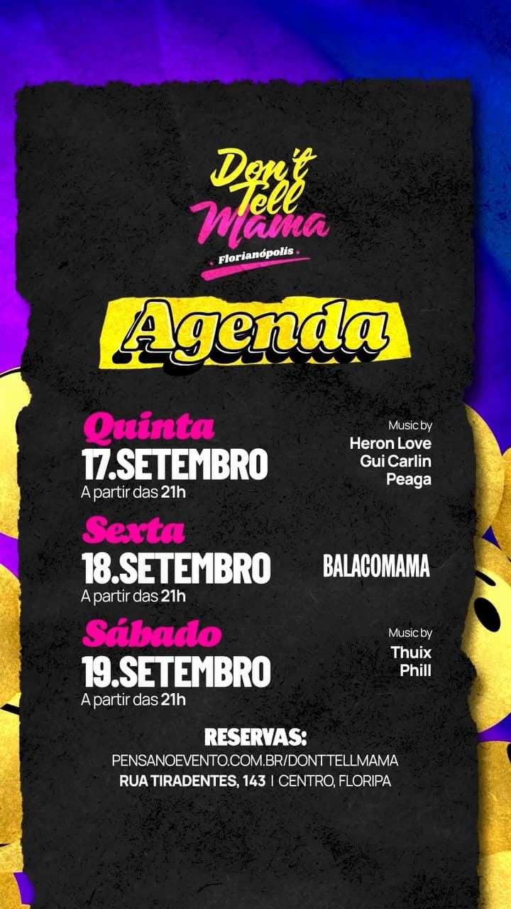 Flyer de Phill Deejay, Anthony Henrique, Héron Love, Gui e Peäga
