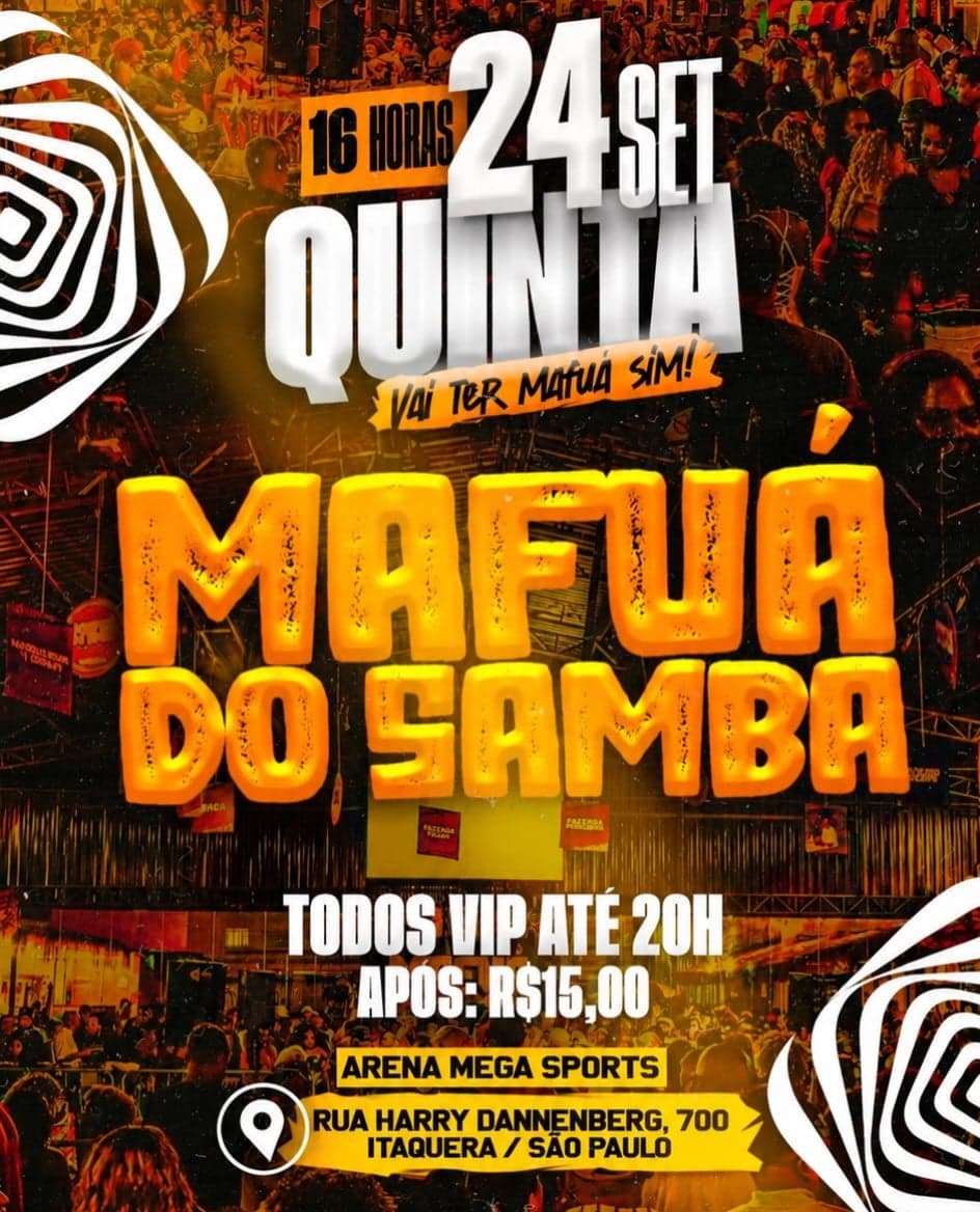 Flyer de Mafuá do Samba, Nova Geração, Mafuá e DJ Tio Zé