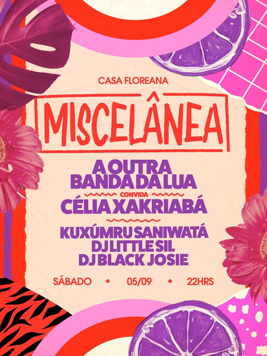 Flyer de A Outra Banda da Lua e Célia Xakriabá