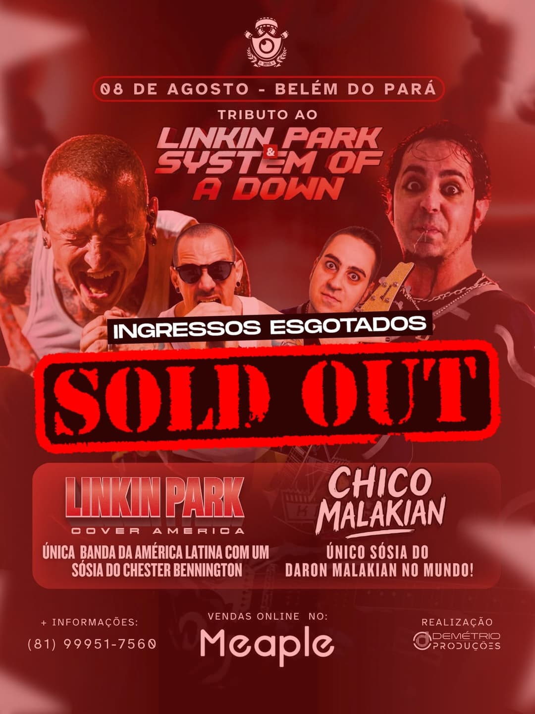 Flyer de Linkin Park Cover América e Chico Malakian