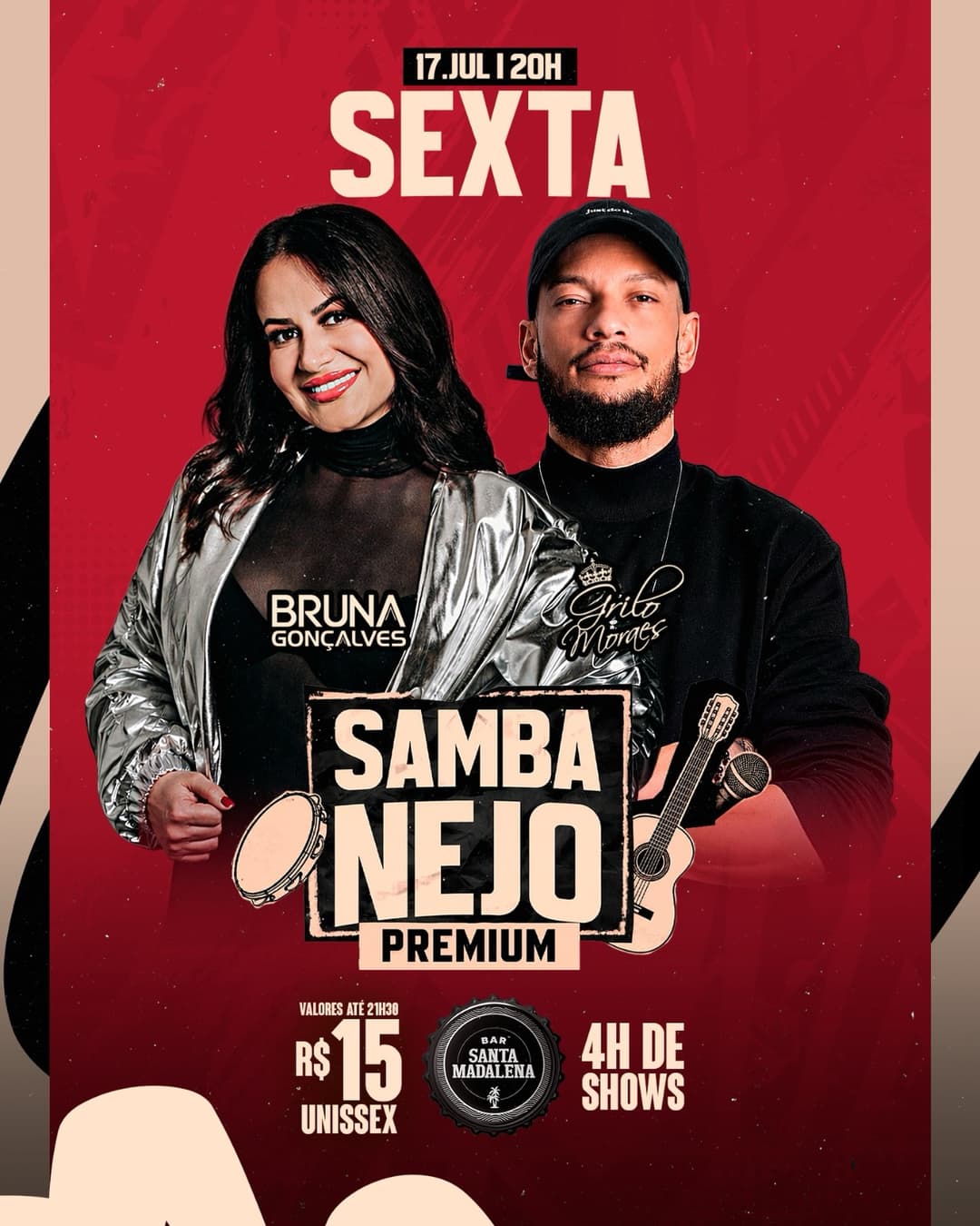 Flyer de Bruna Gonçalves e Grilo Moraes